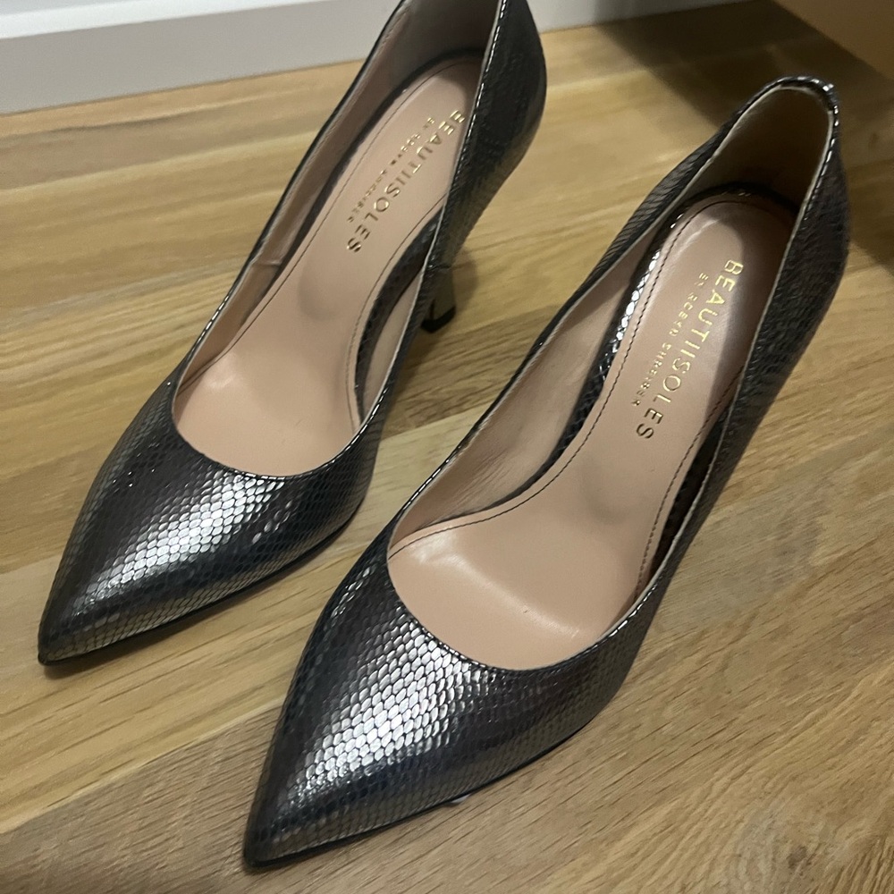 Beautiisoles pumps silver snake print